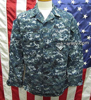 米軍放出品・U.S.Navy NWUシャツ(ブルーデジタル)Medium